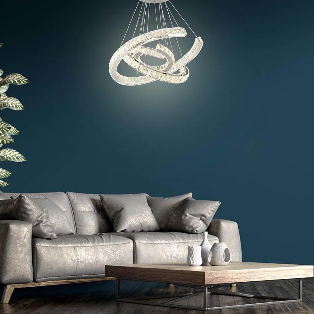 Wave LED Crystal Stainless Steel Ceiling Lights Chandeliers