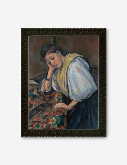 Young Italian Woman at a Table Wall Art by Paul Cezanne