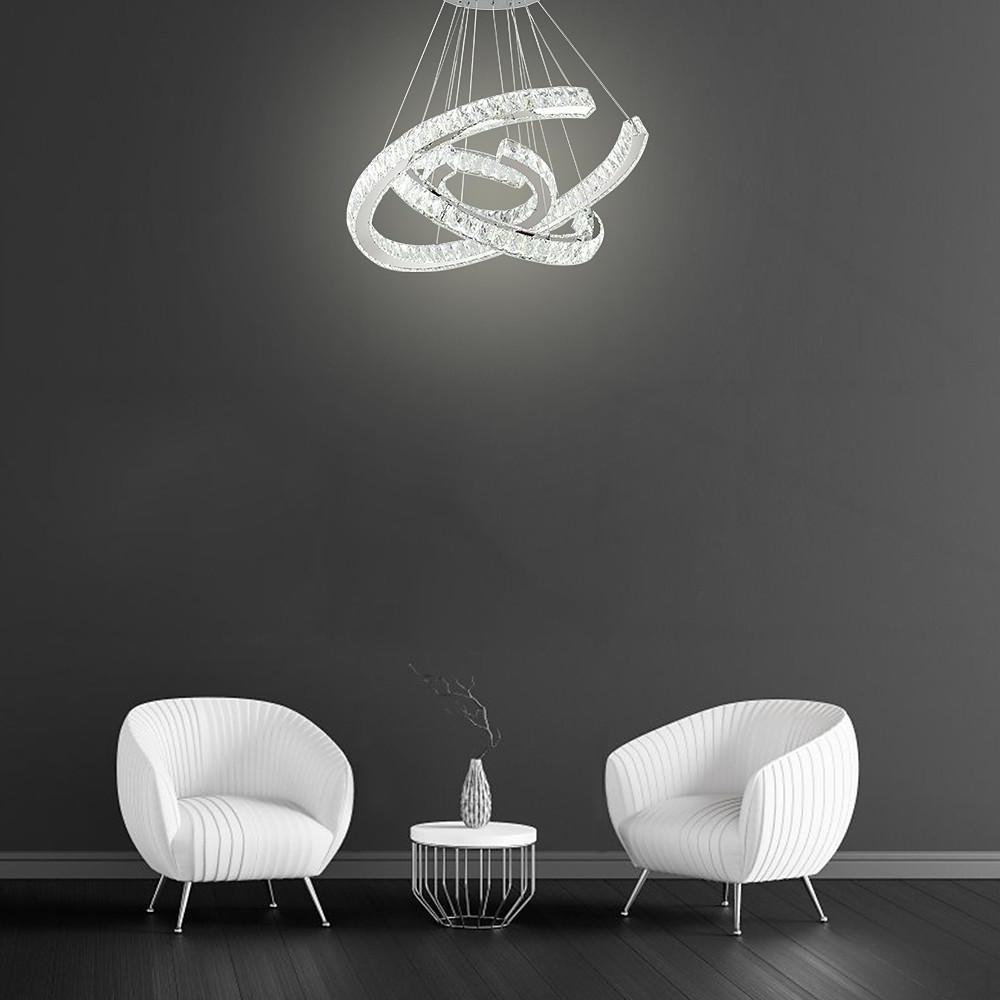 Wave LED Crystal Stainless Steel Ceiling Lights Chandeliers