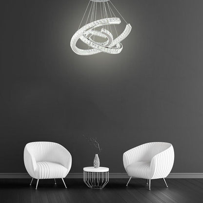 Wave LED Crystal Stainless Steel Ceiling Lights Chandeliers